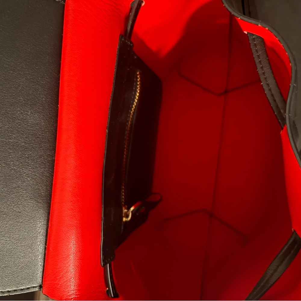 Mansur Gavriel Black Leather Backpack With Red Interior View 6